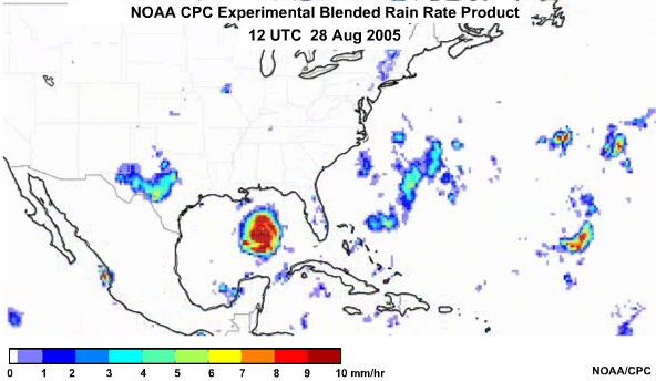 NOAA CPC Rain Rate Product 28 Aug, 2005 1200 UTC