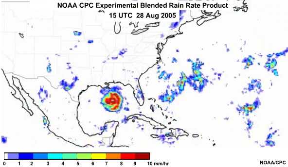 NOAA CPC Rain Rate Product 28 Aug, 2005 1500 UTC