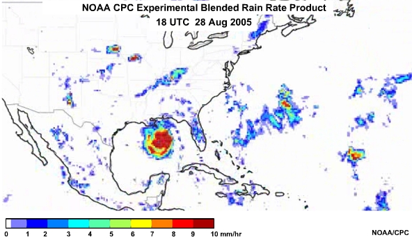NOAA CPC Rain Rate Product 28 Aug, 2005 1800 UTC