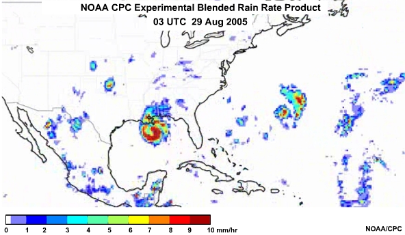 NOAA CPC Rain Rate Product 29 Aug, 2005 0300 UTC