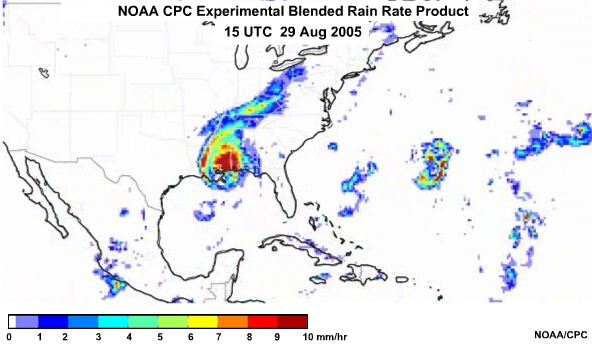 NOAA CPC Rain Rate Product 29 Aug, 2005 1500 UTC