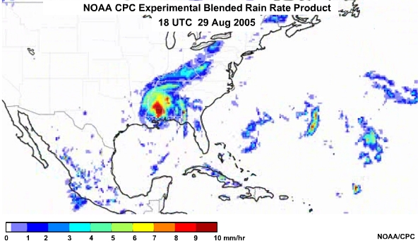 NOAA CPC Rain Rate Product 29 Aug, 2005 1800 UTC