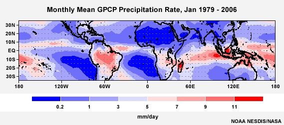 GPCP Precipitation Rate Jan 1979 - 2006