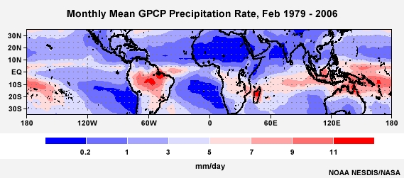 GPCP Precipitation Rate Jan 1979 - 2006