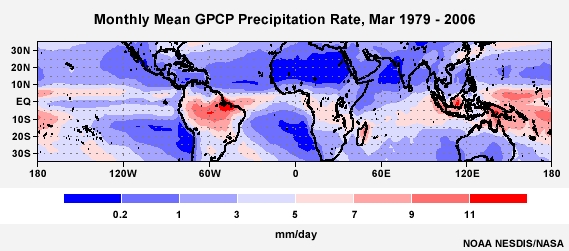 GPCP Precipitation Rate Jan 1979 - 2006