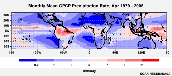 GPCP Precipitation Rate Jan 1979 - 2006