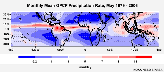 GPCP Precipitation Rate Jan 1979 - 2006