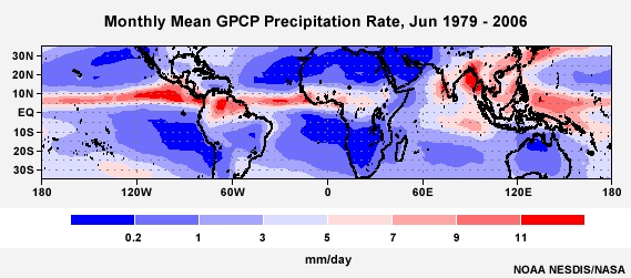 GPCP Precipitation Rate Jan 1979 - 2006