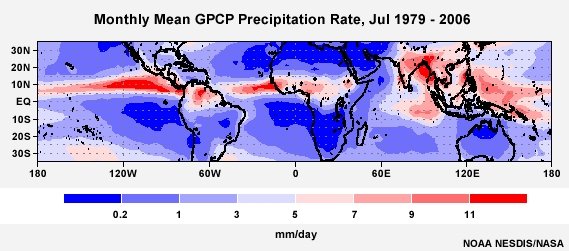 GPCP Precipitation Rate Jan 1979 - 2006