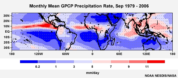 GPCP Precipitation Rate Jan 1979 - 2006
