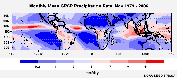 GPCP Precipitation Rate Jan 1979 - 2006