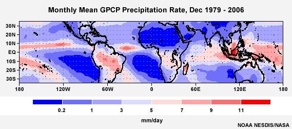 GPCP Precipitation Rate Jan 1979 - 2006