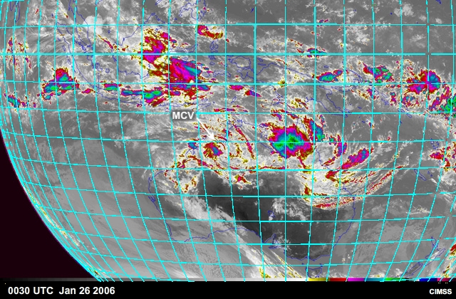 Enhanced IR images of MCC/MCV systems over Australia, 26-29 Jan 2006