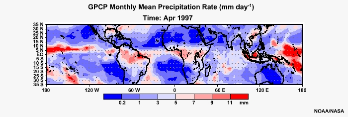 GPCP Monthly Mean Precip Rage April 1997