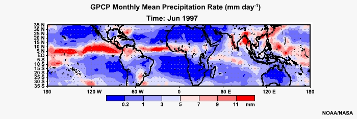 GPCP Monthly Mean Precip Rage June 1997