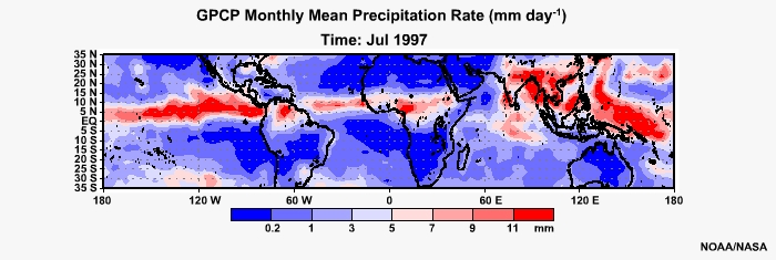 GPCP Monthly Mean Precip Rage July 1997