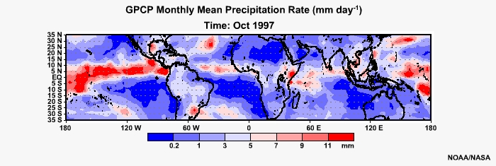 GPCP Monthly Mean Precip Rage Oct 1997