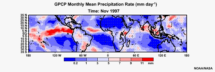 GPCP Monthly Mean Precip Rage Nov 1997
