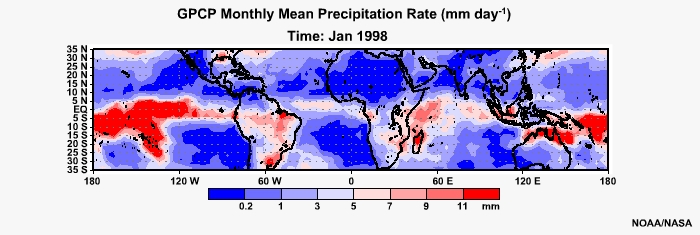 GPCP Monthly Mean Precip Rage Jan 1998