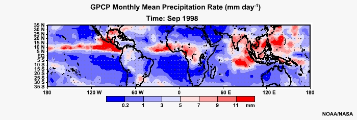 GPCP Monthly Mean Precip Rage Sep 1998