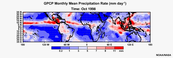 GPCP Monthly Mean Precip Rage Oct 1998