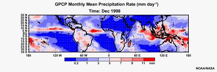 GPCP Monthly Mean Precip Rage Dec 1998