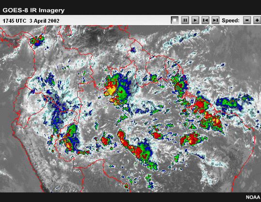 Enhanced satellite image of MCSs over South America