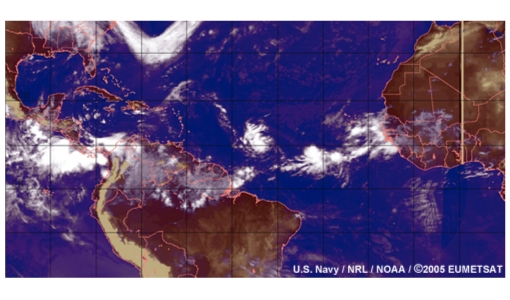 Easterly waves and tropical cyclones in the North Atlantic 2005