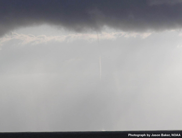 Photograph of waterspout offshore the NW Hawaiian islands