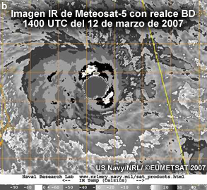 Imagen IR del ciclón tropical Indlala, 12 de marzo de 2007