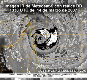 Imagen IR del ciclón tropical Indlala, 14 de marzo de 2007