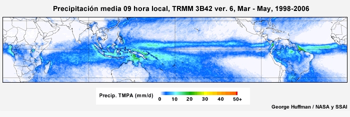 El ciclo diurno de precipitación tropical de marzo a mayo