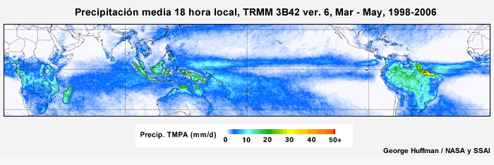 El ciclo diurno de precipitación tropical de marzo a mayo