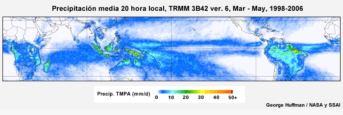 El ciclo diurno de precipitación tropical de marzo a mayo