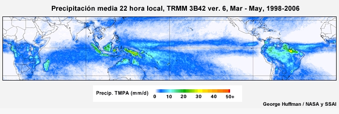 El ciclo diurno de precipitación tropical de marzo a mayo