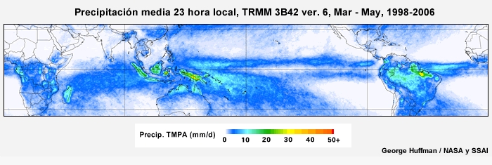 El ciclo diurno de precipitación tropical de marzo a mayo