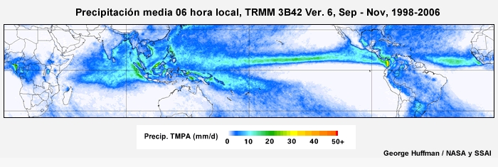 El ciclo diurno de precipitación tropical de septiembre a noviembre