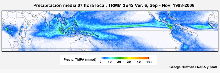 El ciclo diurno de precipitación tropical de septiembre a noviembre