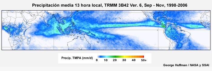 El ciclo diurno de precipitación tropical de septiembre a noviembre