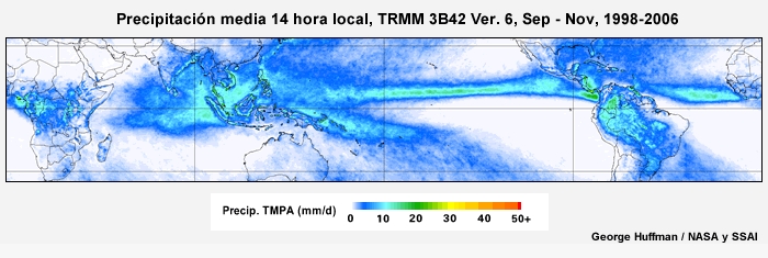 El ciclo diurno de precipitación tropical de septiembre a noviembre