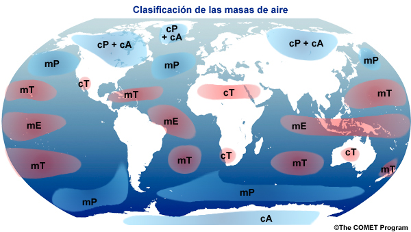 Clasificación de las masas de aire.