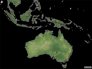 Mapa de la región del monzón de Australia e Indonesia.