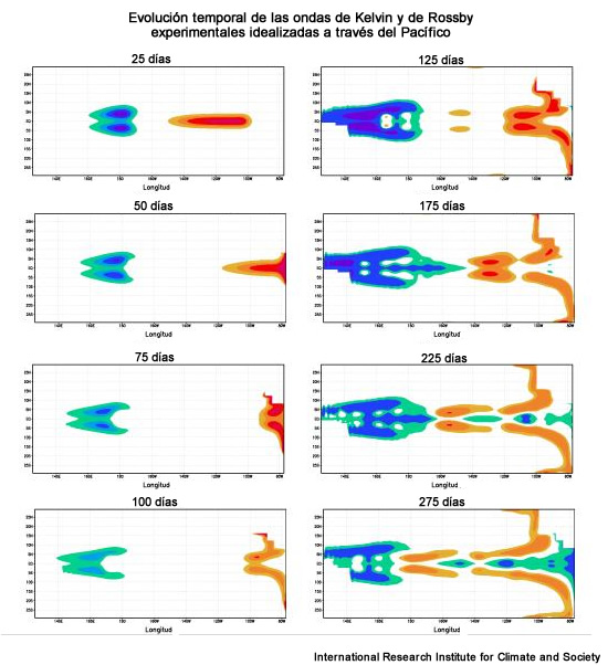 Evolución temporal de las ondas experimentales idealizadas generadas en la figura 5.29 (International Research Institute, IRI).