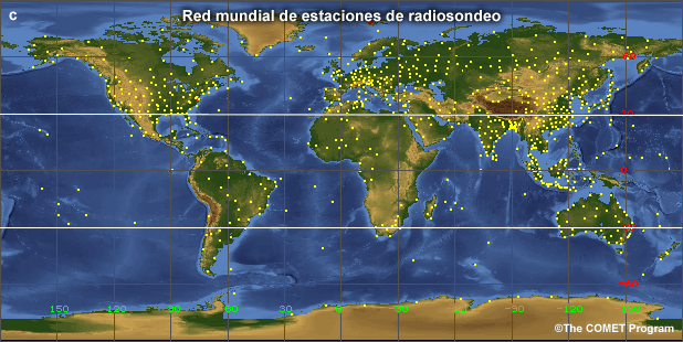 Red mundial de estaciones de radiosondeo.