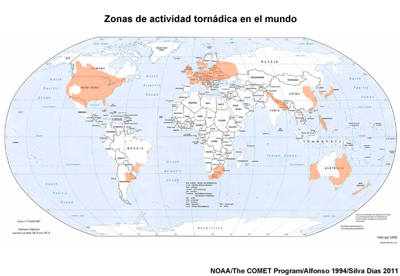 Regiones tornádicas del mundo