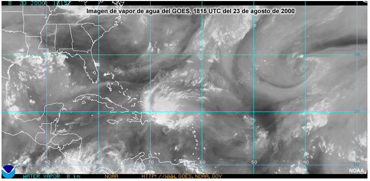 Imagen de vapor de agua del GOES.