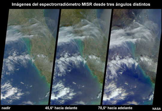 Imágenes satelitales de sistemas nubosos en el sudoeste del Pacífico desde tres ángulos en el IR.
