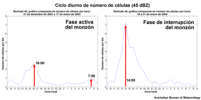 Ciclo diurno del número de células por día