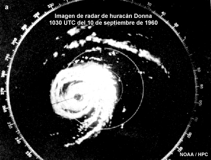 Imagen de radar de huracán Donna.