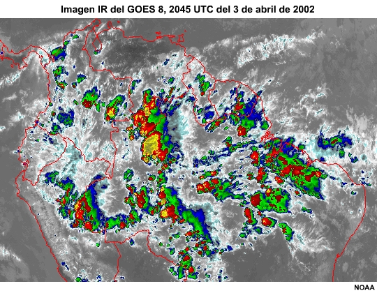 Imagen IR del GOES 8, 1745 UTC del 3 de abril de 2002